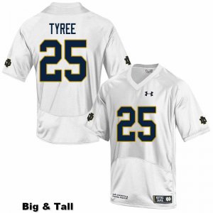 Notre Dame Fighting Irish Men's Chris Tyree #25 White Under Armour Authentic Stitched Big & Tall College NCAA Football Jersey OEL8299EE